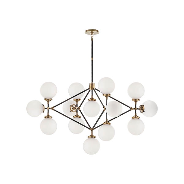 【Visual Comfort】アメリカ・デザイン照明 ペンダントライト「Bistro Four Arm Chandelier」14灯　ゴールド（W1346×H686mm）