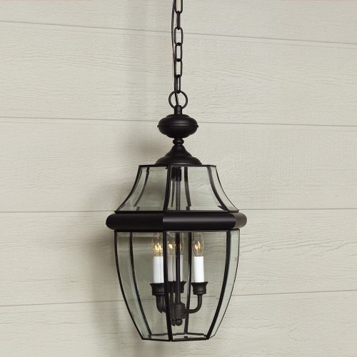 【QUOIZEL】アメリカ・デザイン照明 アウトドア ペンダントライト 3灯「Newbury」ブラック（W310×D310×H540mm）