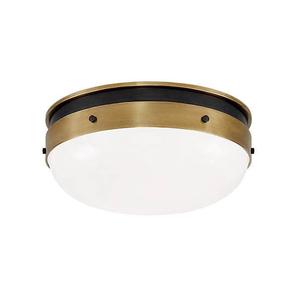 【Visual Comfort】アメリカ・デザイン照明 フラッシュマウント「Hicks Small Flush Mount」2灯・ゴールド（W330×H127mm）