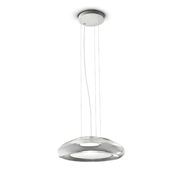 【LEUCOS】イタリア・デザイン照明「Keyra」ペンダントライト　クリアホワイト（φ300×H89mm）