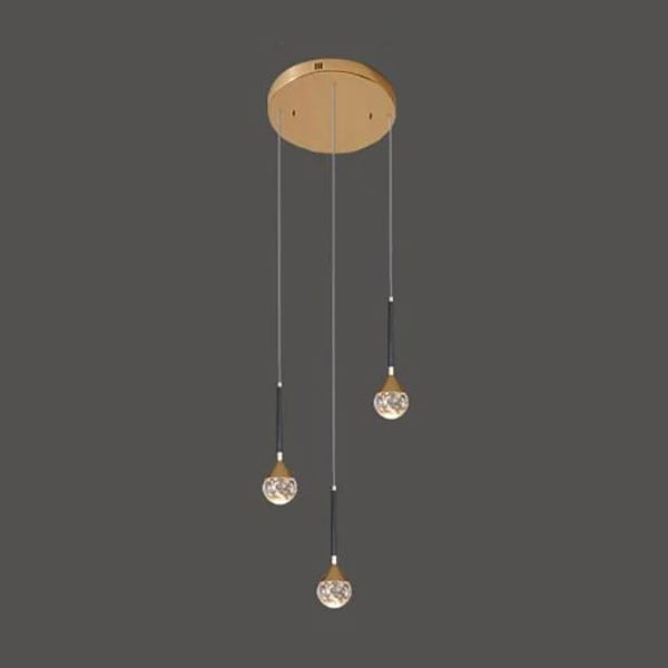 デザイン照明　クリスタルシーリングペンダントライト　ゴールド・3～18灯（W80mm×H280mm）