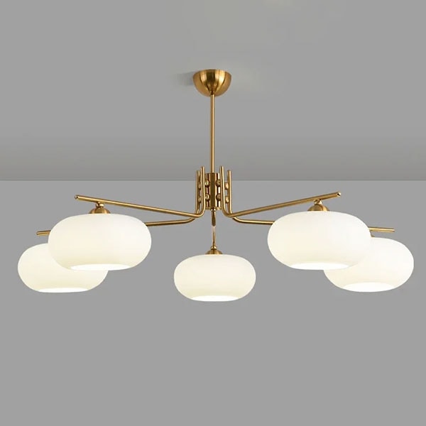 デザイン照明　ガラスシェードペンダントライト　5灯（φ960×H450mm）