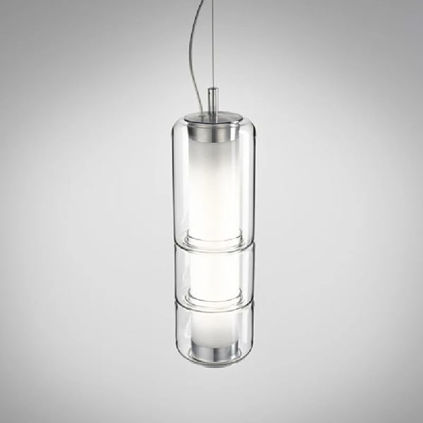 【LEUCOS】イタリア・デザイン照明「Stacking」ペンダントライト　クリア（φ100×H332mm）