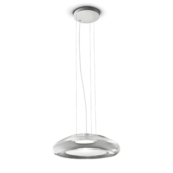 【LEUCOS】イタリア・デザイン照明「Keyra」ペンダントライト　クリアホワイト（φ600×H170mm）