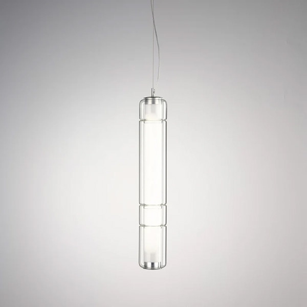 【LEUCOS】イタリア・デザイン照明「Stacking」ペンダントライト　クリア（φ100×H632mm）