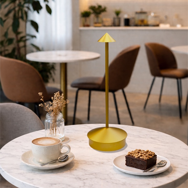 デザイン照明 LEDテーブルライト ゴールド 調光付き タッチセンサー (W100×H280mm)