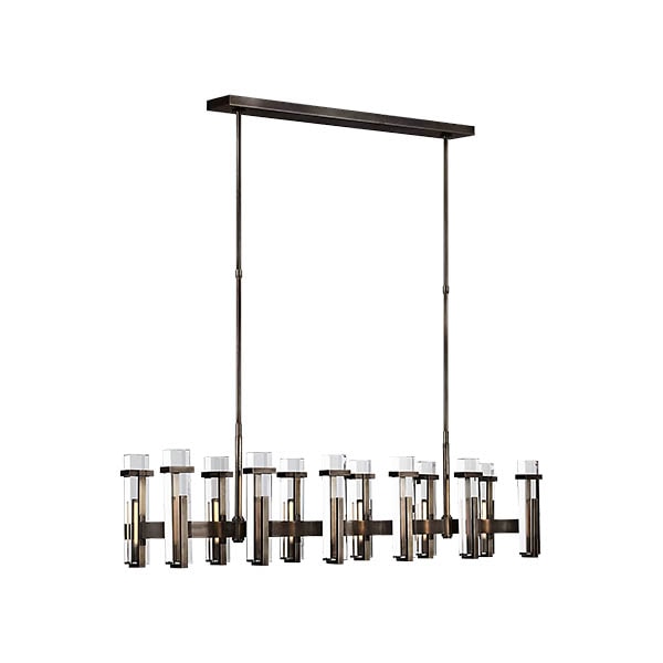 【Visual Comfort】アメリカ・デザイン照明 シャンデリア「Malik Large Linear Chandelier」LED　ブロンズ・クリア（W1372×H381mm）