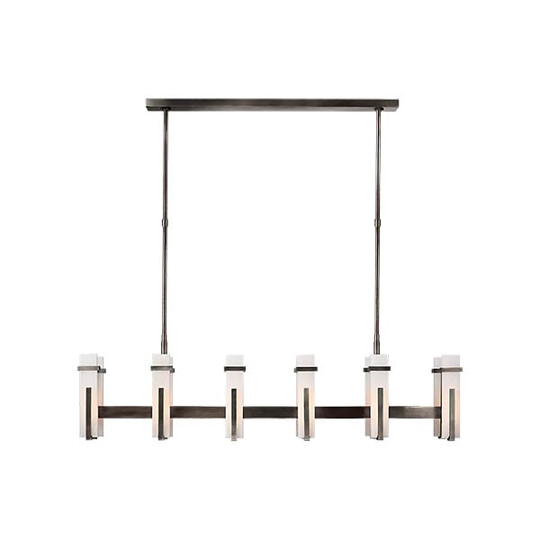 【Visual Comfort】アメリカ・デザイン照明 シャンデリア「Malik Large Linear Chandelier」LED　ブロンズ・ホワイト（W1372×H381mm）