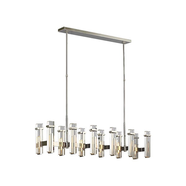【Visual Comfort】アメリカ・デザイン照明 シャンデリア「Malik Large Linear Chandelier」LED　シルバー・クリア（W1372×H381mm）