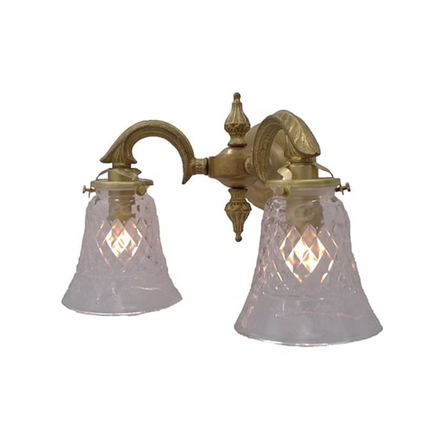 【LAMPS】ガラスシェード ウォールランプ 2灯（W335×D200×H220mm）