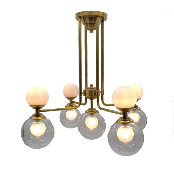 【LAMPS】ガラスボールシーリングライト アンティーク／ゴールド 9灯（W570×D570×H500mm）