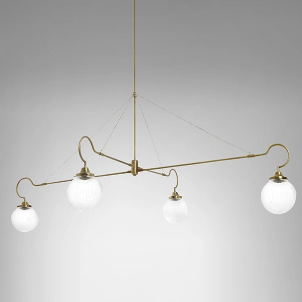 【CTO Lighting】イギリス・デザイン照明「Floren Four Arm」ペンダントライト　ゴールド（W2055×D1355×H400mm）