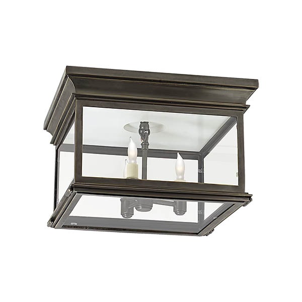 【Visual Comfort】アメリカ・デザイン照明 フラッシュマウント「Club Large Square Outdoor Flush Mount」3灯　ブロンズ（W330×H229mm）