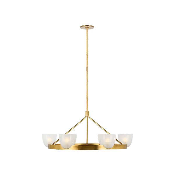 【Visual Comfort】アメリカ・デザイン照明 ペンダントライト「Carola Large Ring Chandelier」6灯　ゴールド・フロストガラス（W914×H375mm）