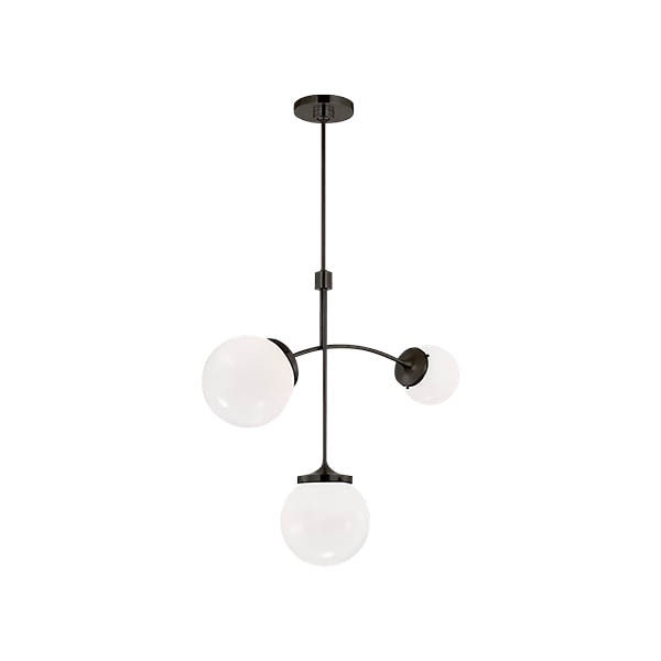 【Visual Comfort】アメリカ・デザイン照明 ペンダントライト「Prescott Small Chandelier」3灯　ブロンズ・ホワイトガラス（W686×H590mm）