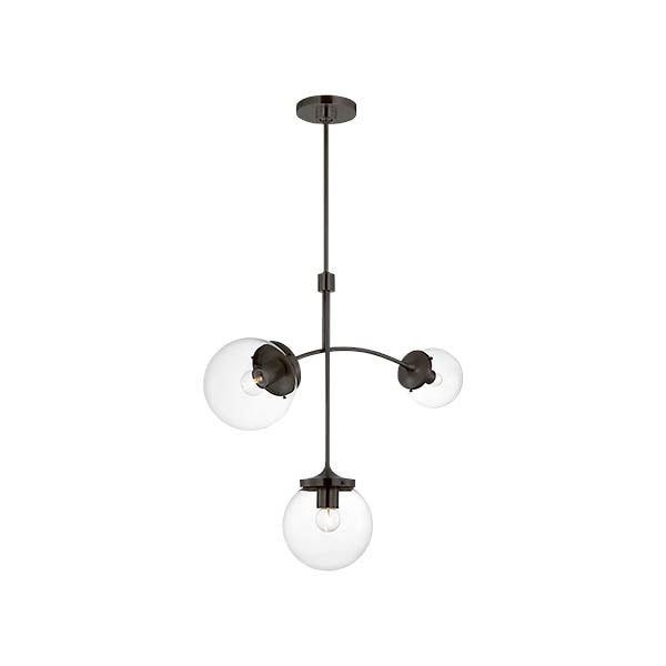 【Visual Comfort】アメリカ・デザイン照明 ペンダントライト「Prescott Small Chandelier」3灯　ブロンズ・クリアガラス（W686×H590mm）