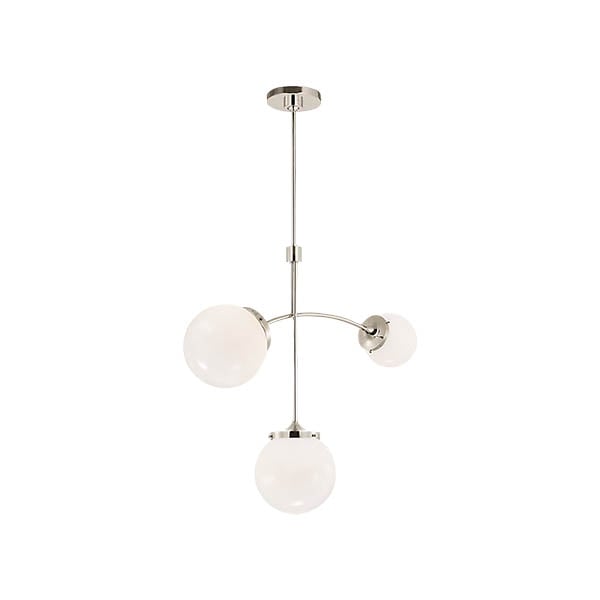 【Visual Comfort】アメリカ・デザイン照明 ペンダントライト「Prescott Small Chandelier」3灯　シルバー・ホワイトガラス（W686×H590mm）