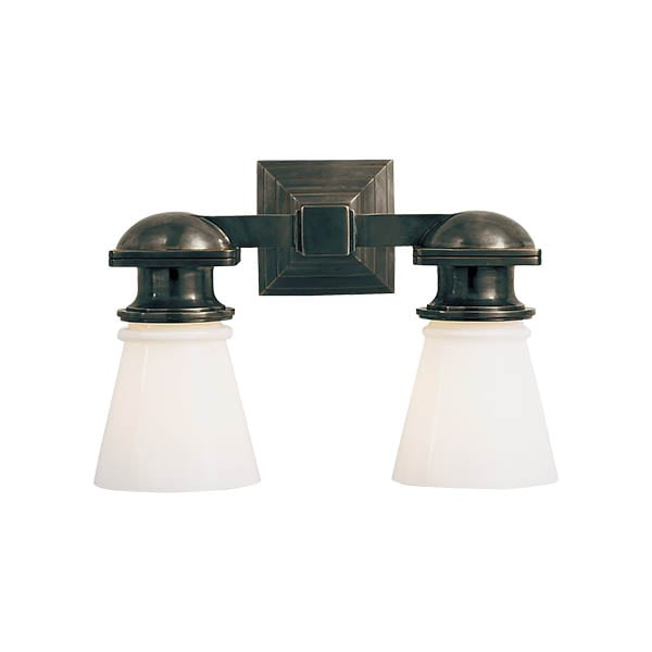 【Visual Comfort】アメリカ・ウォールライト「New York Subway Double Light」2灯 ブロンズ（W356×D203×H248mm）