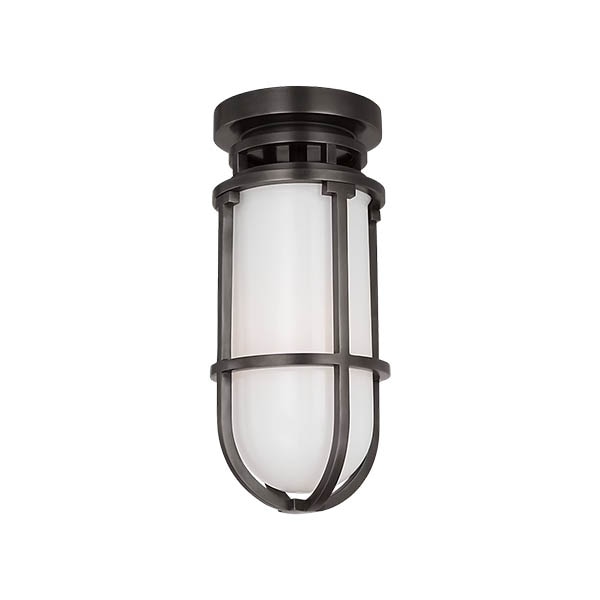 【Visual Comfort】アメリカ・デザイン照明 フラッシュマウント「Gracie Tall Flush Mount with White Glass」1灯　ブロンズ（W121×H279mm）