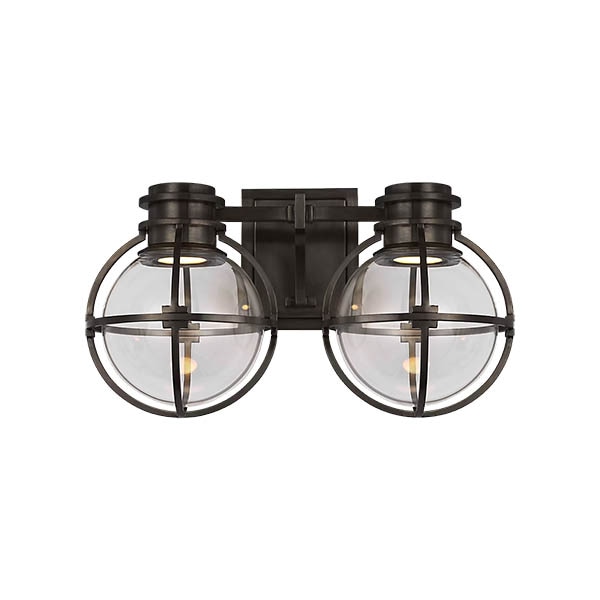 【Visual Comfort】アメリカ・ウォールライト「Gracie Double Sconce with Clear Glass」LED ブロンズ（W362×D210×H216mm）