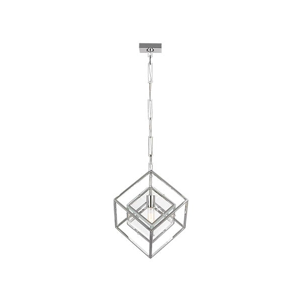【Visual Comfort】アメリカ・デザイン照明 ペンダントライト「Cubed Medium Pendant」1灯　シルバー（W368×H489mm）