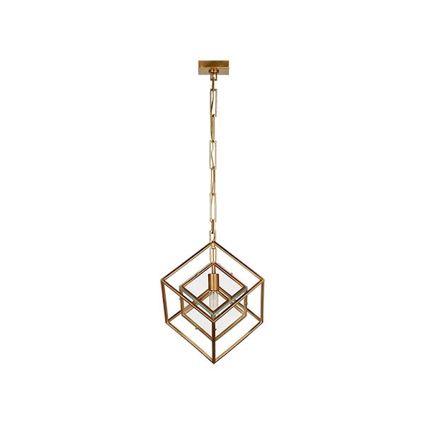 【Visual Comfort】アメリカ・デザイン照明 ペンダントライト「Cubed Medium Pendant」1灯　ゴールド（W368×H489mm）