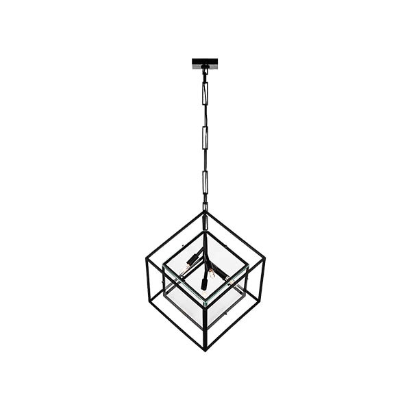 【Visual Comfort】アメリカ・デザイン照明 ペンダントライト「Cubed Large Pendant」4灯　ブラック（W508×H660mm）