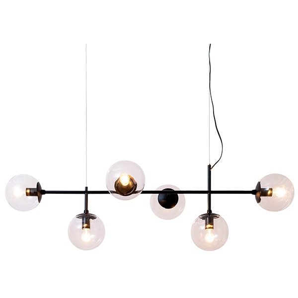 デザイン照明 「Globe 6」ガラスボールペンダントライト ブラック （W1070×D440×H320mm）
