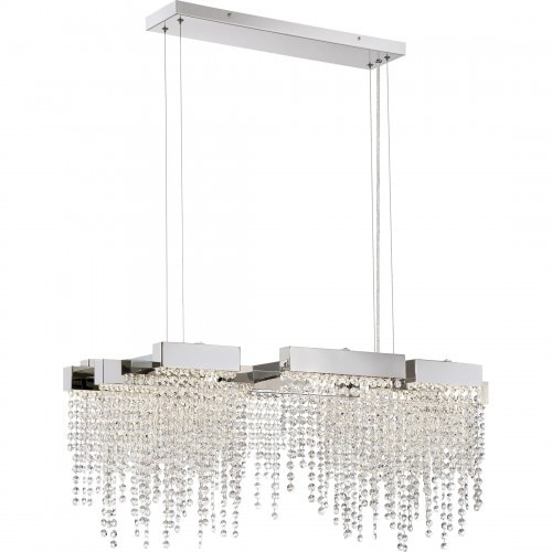 【QUOIZEL】アメリカ・デザイン照明 LEDクリスタルシーリングシャンデリア「Crystal Falls」クローム（W850×D440×H360mm）
