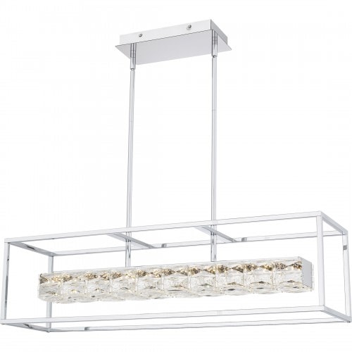 【QUOIZEL】アメリカ・デザイン照明 LED・クリスタルペンダントライト「Dazzle」クローム（W900×D230×H250mm）