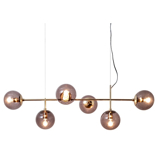 デザイン照明 「Globe 6」ガラスボールペンダントライト ゴールド （W1070×D440×H320mm）