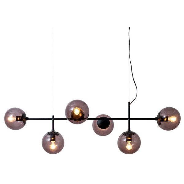 デザイン照明 「Globe 6」ガラスボールペンダントライト ブラック （W1070×D440×H320mm）