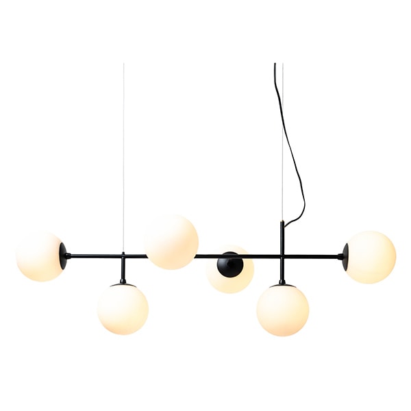 デザイン照明 「Globe 6」ガラスボールペンダントライト ブラック （W1070×D440×H320mm）