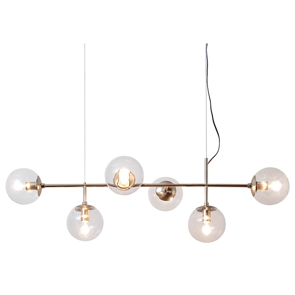 デザイン照明 「Globe 6」ガラスボールペンダントライト ゴールド （W1070×D440×H320mm）