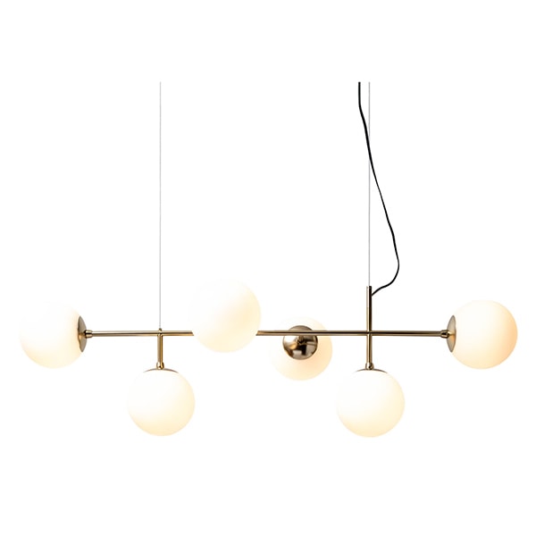 デザイン照明 「Globe 6」ガラスボールペンダントライト ゴールド （W1070×D440×H320mm）