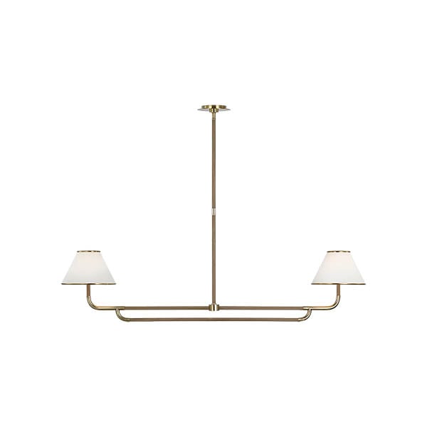 【Visual Comfort】アメリカ・デザイン照明 ペンダントライト「Rigby Large Linear Chandelier」2灯　ゴールド・ナチュラル（W1378×H489mm）