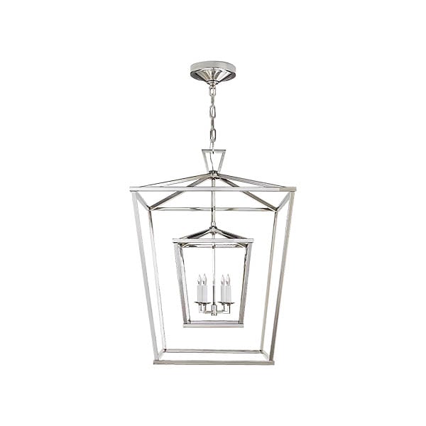 【Visual Comfort】アメリカ・デザイン照明 ペンダントライト「Darlana Large Double Cage Lantern」4灯　シルバー（W610×H864mm）