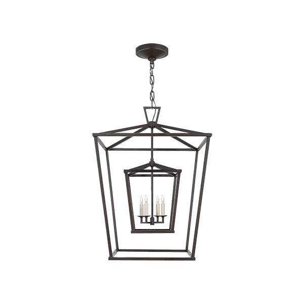 【Visual Comfort】アメリカ・デザイン照明 ペンダントライト「Darlana Large Double Cage Lantern」4灯　ブラック（W610×H864mm）