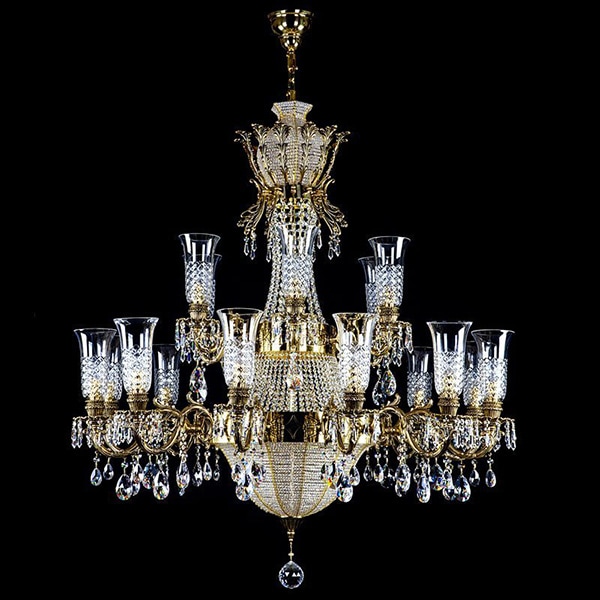 【ART GLASS】クリスタルシャンデリア「SIRAEL」21灯 ゴールド／クローム（W1300×H1250mm）