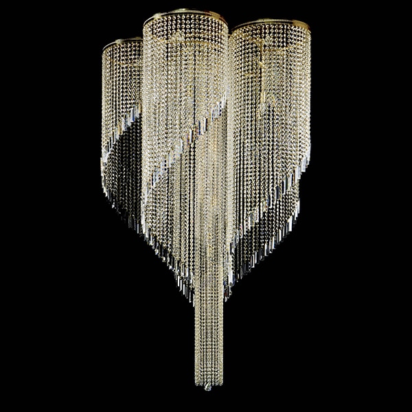【ART GLASS】クリスタルシャンデリア「SPIRAL」20灯 ゴールド／クローム（W1200×H2300mm）
