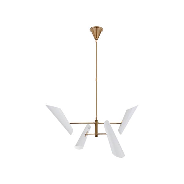 【Visual Comfort】アメリカ・デザイン照明 モダンシャンデリア「Franca Small Pivoting Chandelier」4灯　ゴールド・ホワイト（W838〜1250×H349mm）