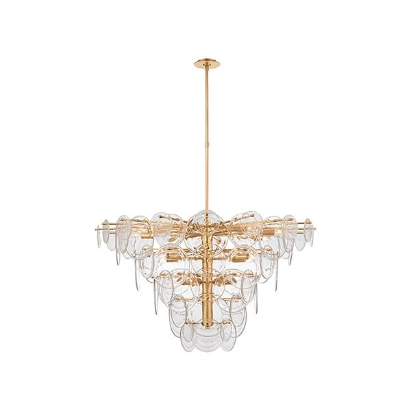 【Visual Comfort】アメリカ・デザイン照明 モダンシャンデリア「Loire Extra Large Chandelier」20灯　ゴールド・クリア（W1181×H705mm）