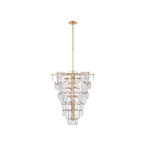 【Visual Comfort】アメリカ・デザイン照明 モダンシャンデリア「Loire Cascading Chandelier」12灯　ゴールド・クリア（W743×H908mm）