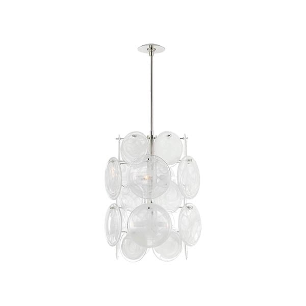 【Visual Comfort】アメリカ・デザイン照明 モダンシャンデリア「Loire Medium Barrel Chandelier」6灯　シルバー・ホワイト（W502×H699mm）