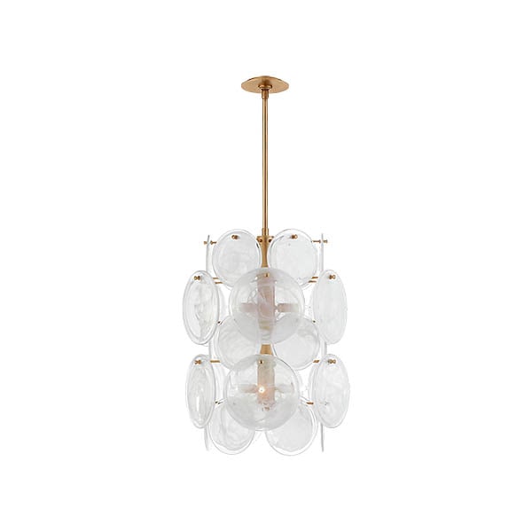 【Visual Comfort】アメリカ・デザイン照明 モダンシャンデリア「Loire Medium Barrel Chandelier」6灯　ゴールド・ホワイト（W502×H699mm）