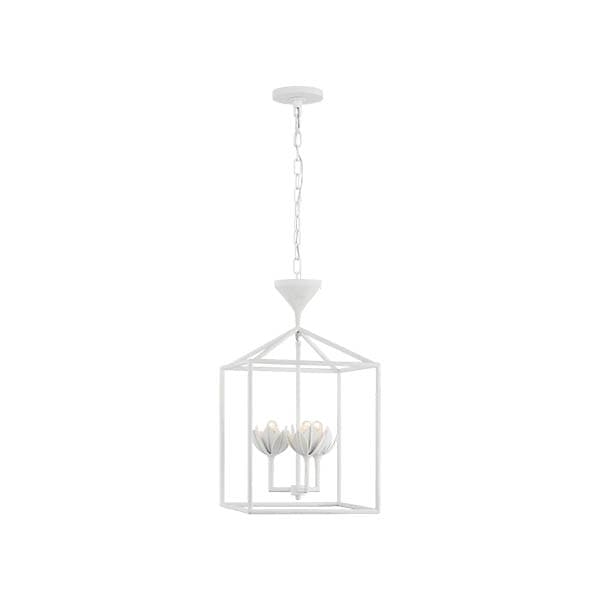 【Visual Comfort】アメリカ・デザイン照明 ペンダントライト「Alberto Small Open Cage Lantern」3灯・ホワイト（W356×H616mm）