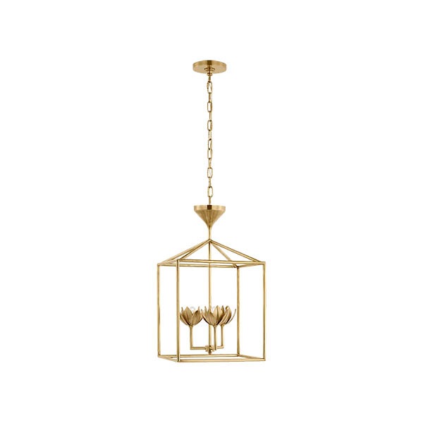 【Visual Comfort】アメリカ・デザイン照明 ペンダントライト「Alberto Small Open Cage Lantern」3灯・ゴールド（真鍮）（W356×H616mm）