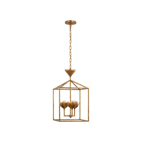 【Visual Comfort】アメリカ・デザイン照明 ペンダントライト「Alberto Small Open Cage Lantern」3灯・ゴールド（W356×H616mm）