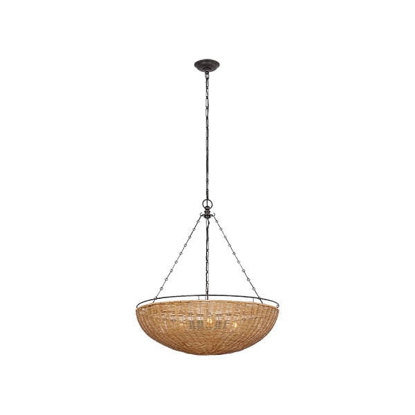 【Visual Comfort】アメリカ・デザイン照明 ペンダントライト「Clovis Medium Chandelier」4灯　ブラック・ナチュラル（W711×H819mm）