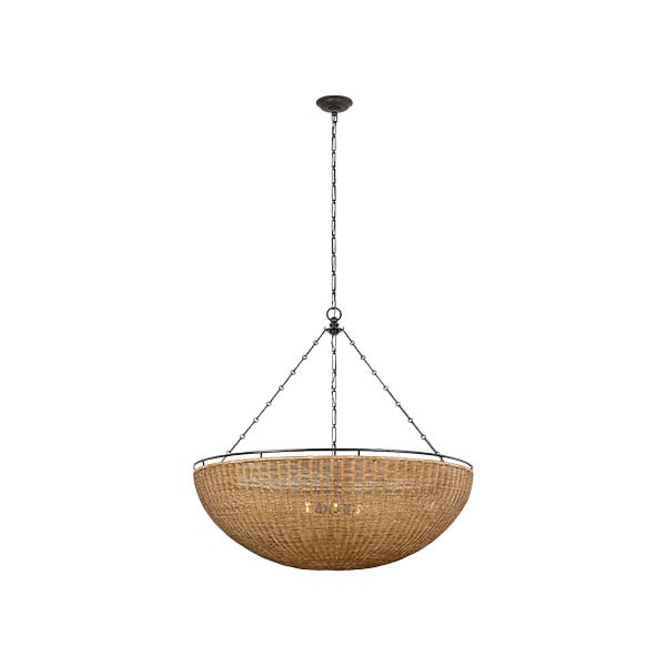 【Visual Comfort】アメリカ・デザイン照明 ペンダントライト「Clovis Grande Chandelier」6灯　ブラック・ナチュラル（W1524×H2203mm）